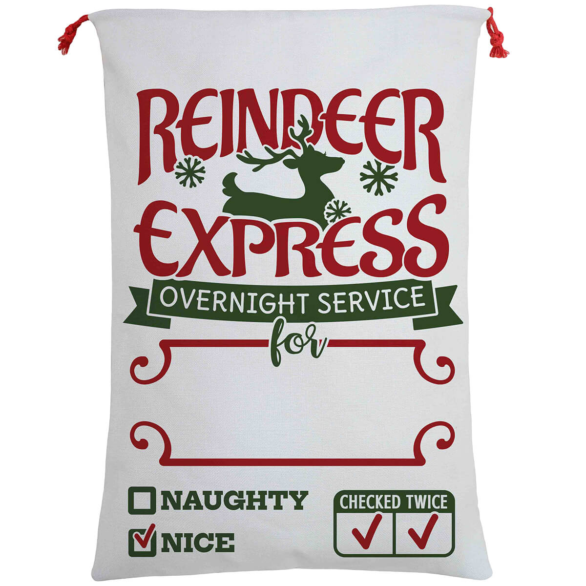 50x70cm Canvas Hessian Christmas Santa Sack Xmas Stocking Reindeer Kids Gift Bag, Cream - Reindeer Express (A) V474-462283