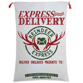 50x70cm Canvas Hessian Christmas Santa Sack Xmas Stocking Reindeer Kids Gift Bag, Cream - Reindeer Express (B) V474-462288
