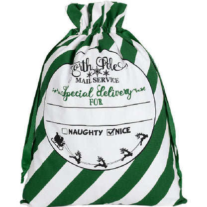 Large Christmas XMAS Hessian Santa Sack Stocking Bag Reindeer Children Gifts Bag, Green - North Pole Mail V474-462307