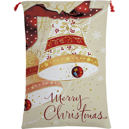 Large Christmas XMAS Hessian Santa Sack Stocking Bag Reindeer Children Gifts Bag, Merry Christmas Bells V474-462309