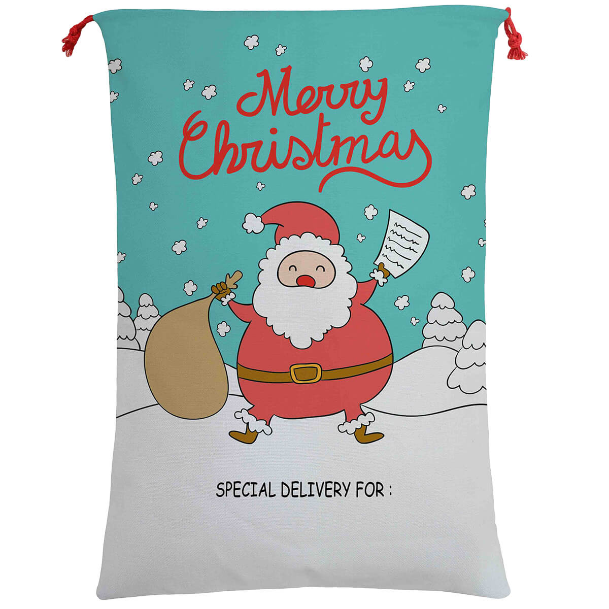 Large Christmas XMAS Hessian Santa Sack Stocking Bag Reindeer Children Gifts Bag, Cartoon Santa V474-462318