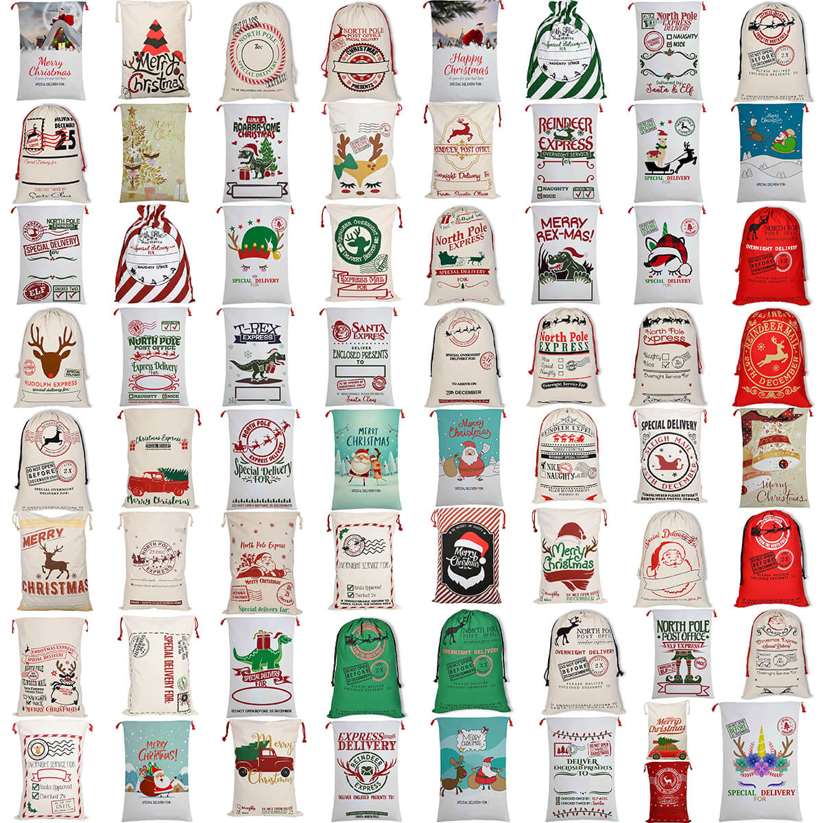Large Christmas XMAS Hessian Santa Sack Stocking Bag Reindeer Children Gifts Bag, Have A Roar-some Christmas V474-462323