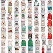 Large Christmas XMAS Hessian Santa Sack Stocking Bag Reindeer Children Gifts Bag, Cream - North Pole Express V474-462335