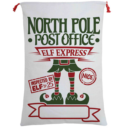 Large Christmas XMAS Hessian Santa Sack Stocking Bag Reindeer Children Gifts Bag, Cream - Elf Express V474-462338
