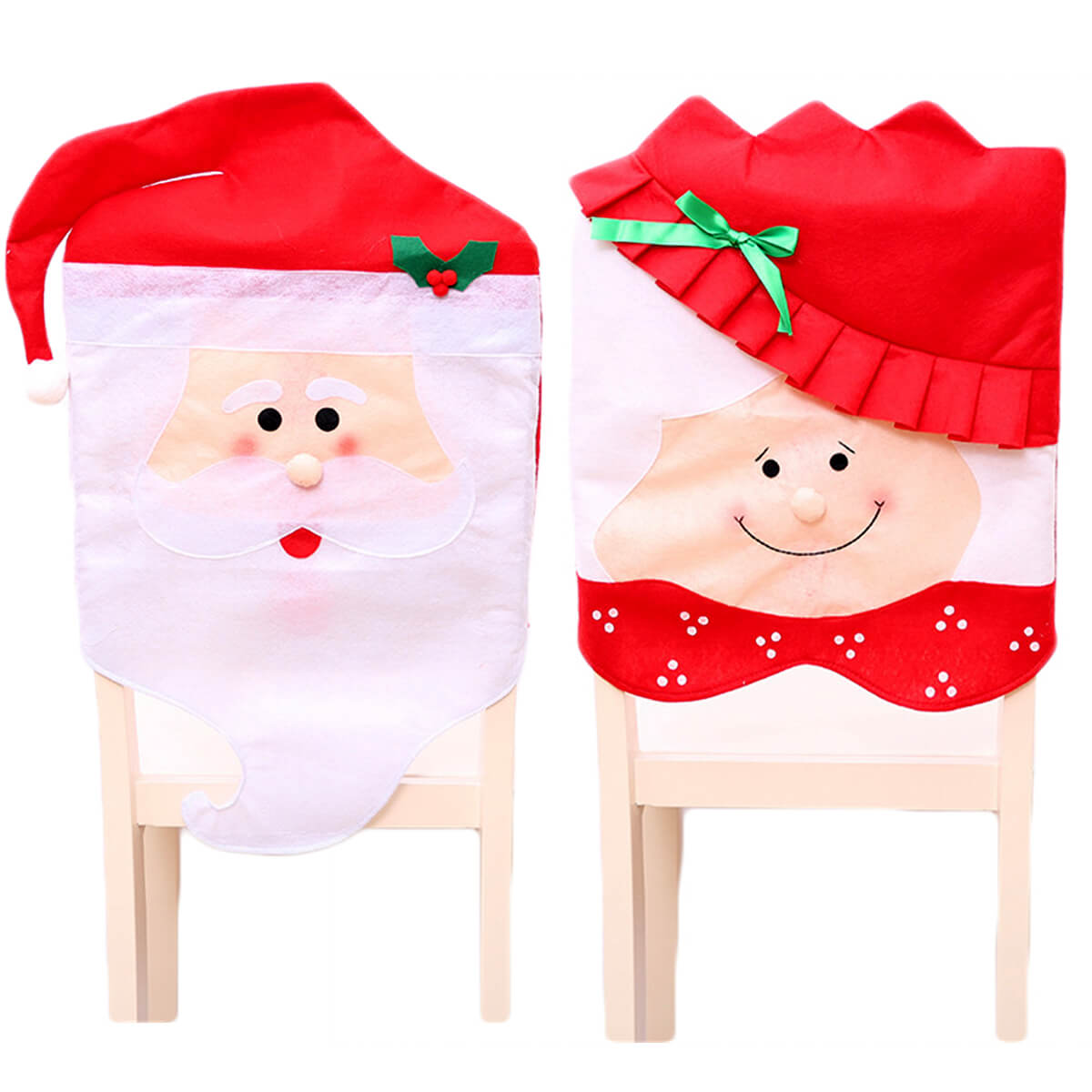 6x Christmas Cute Lady Santa Hat Chair Covers Dinner Home Decor Ornaments Gift, Mrs Santa V474-465715