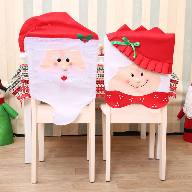 6x Christmas Cute Lady Santa Hat Chair Covers Dinner Home Decor Ornaments Gift, Mrs Santa V474-465715