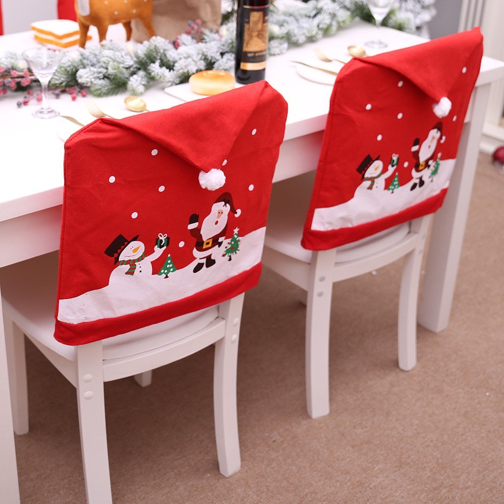 6-10x Christmas Santa Hat Chair Covers Table Cloth Dinner Home Decor Ornaments, Table Cloth (130x180 cm) V474-465730