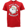New Funny Adult Xmas Christmas T Shirt Tee Mens Womens 100% Cotton Jolly Ugly, Don't Stop Believin' (Red), M V474-469575