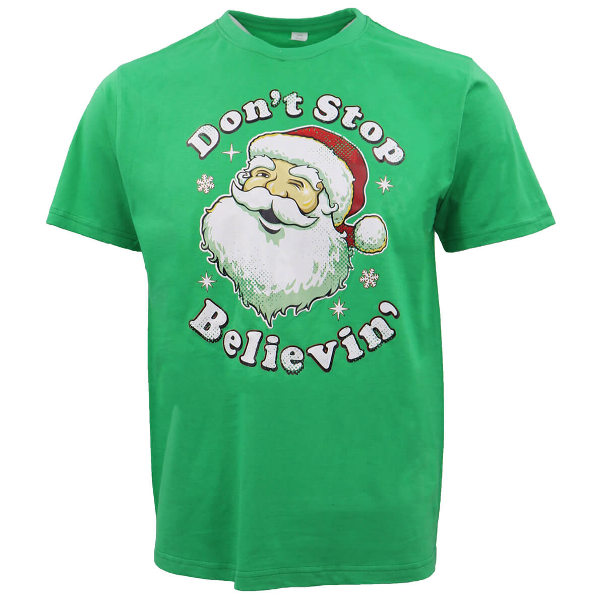 New Funny Adult Xmas Christmas T Shirt Tee Mens Womens 100% Cotton Jolly Ugly, Don't Stop Believin' (Green), M V474-469580