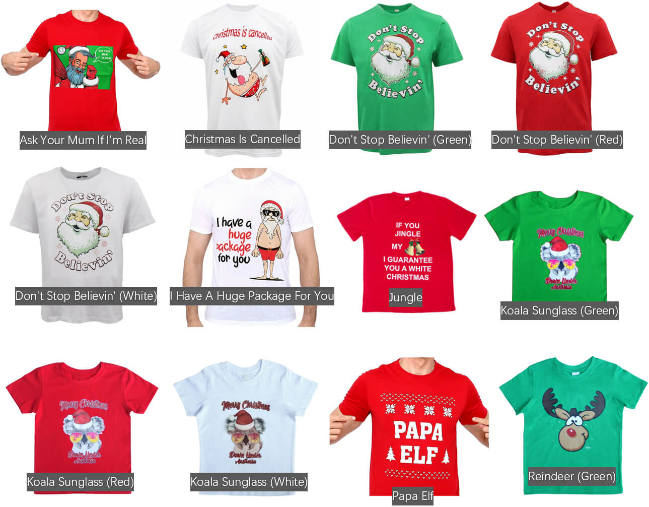 New Funny Adult Xmas Christmas T Shirt Tee Mens Womens 100% Cotton Jolly Ugly, Don't Stop Believin' (White), V474-469585