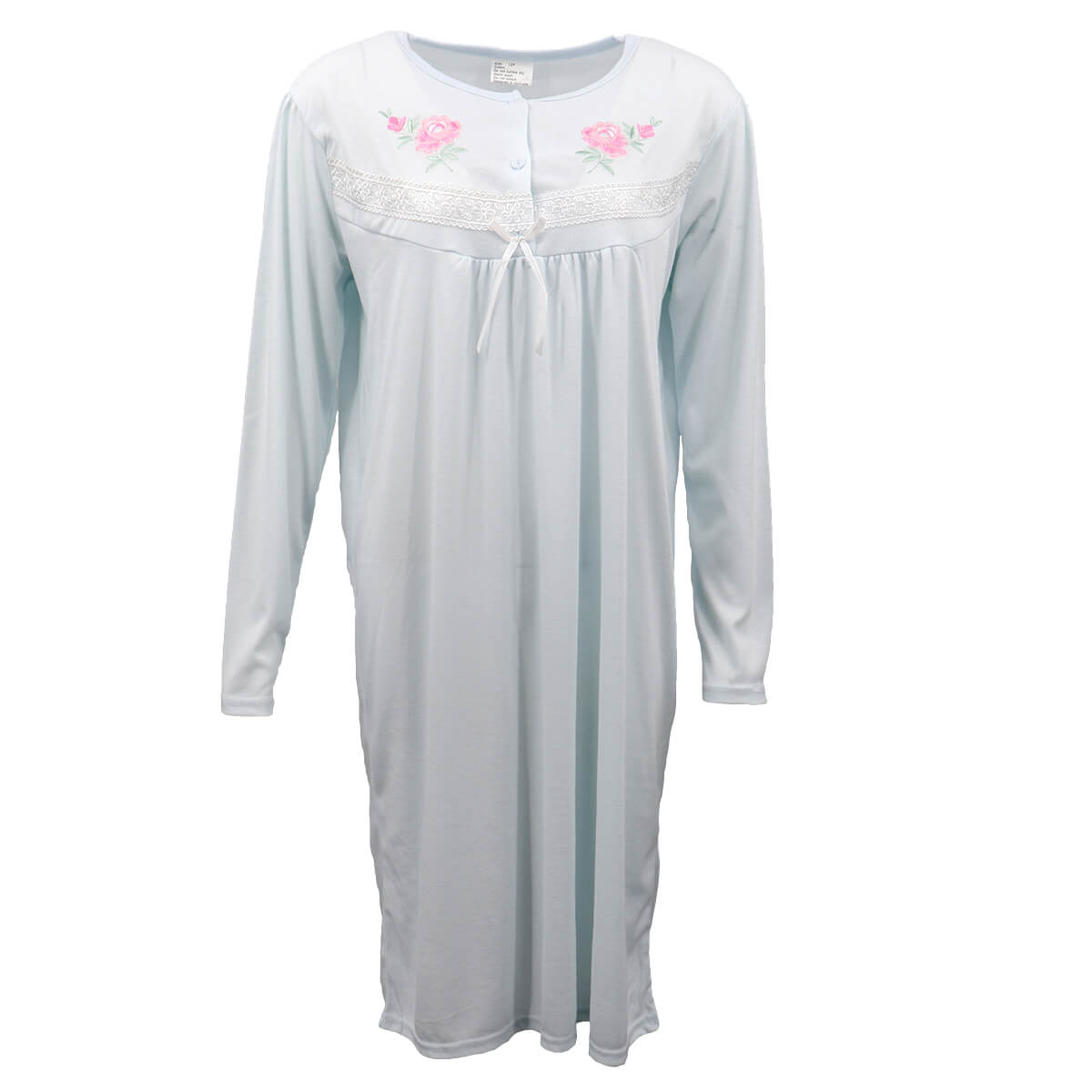100% Cotton Women Nightie Night Gown Pajamas Pyjamas Winter Sleepwear PJs Dress, Blue, 14 V474-473521