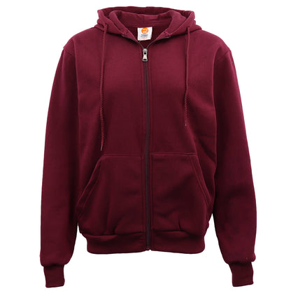 Adult Unisex Zip Plain Fleece Hoodie Hooded Jacket Mens Sweatshirt Jumper XS-8XL, Burgundy, S V474-483000