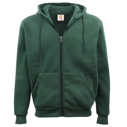 Adult Unisex Zip Plain Fleece Hoodie Hooded Jacket Mens Sweatshirt Jumper XS-8XL, Dark Green, 2XL V474-483013
