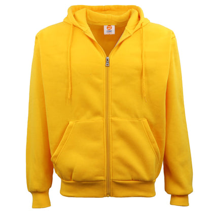 Adult Unisex Zip Plain Fleece Hoodie Hooded Jacket Mens Sweatshirt Jumper XS-8XL, Yellow, 5XL V474-483055