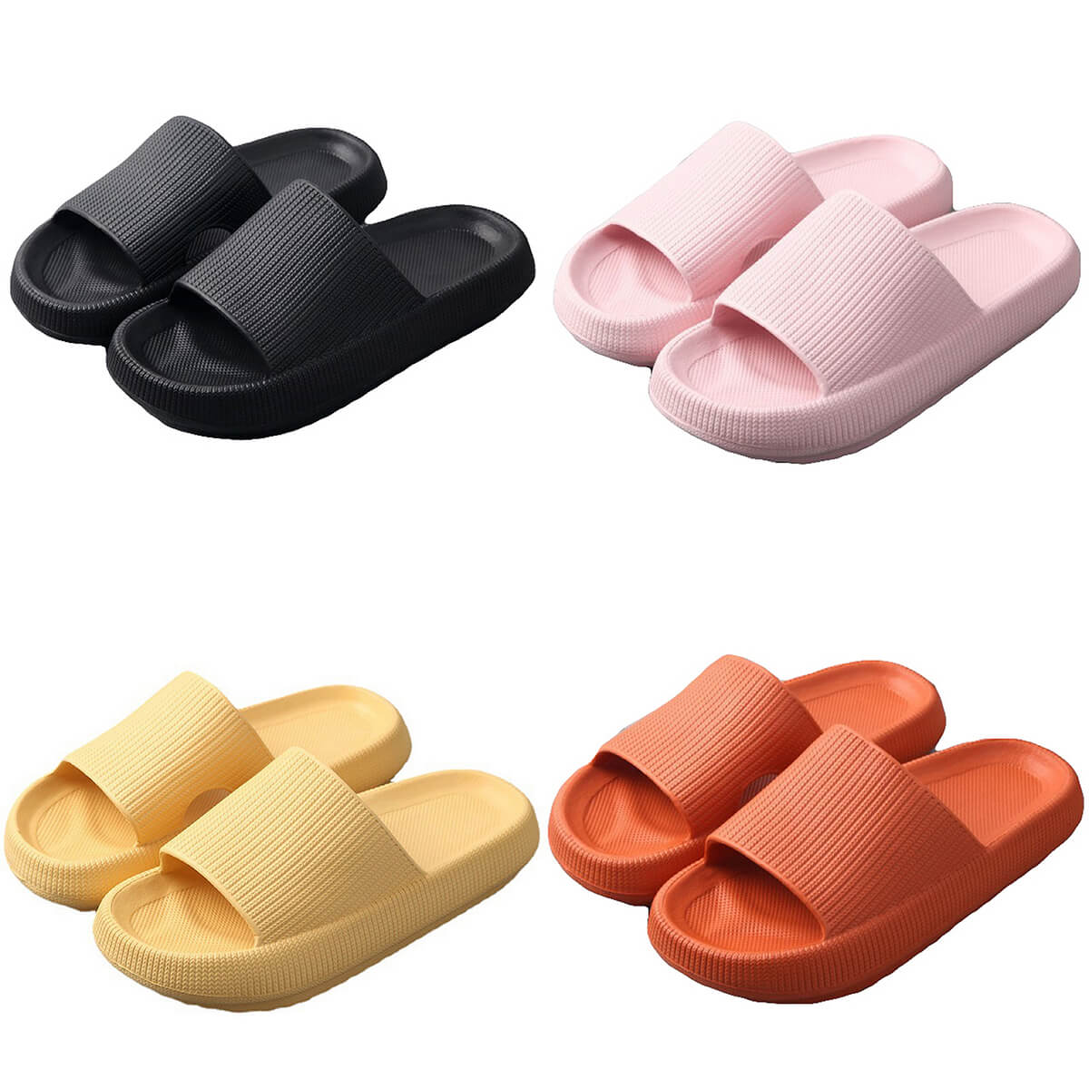 Pillow Slides Sandals Non-Slip Ultra Soft Slippers Cloud Shower EVA Home Shoes, Black, 40/41 V474-483975