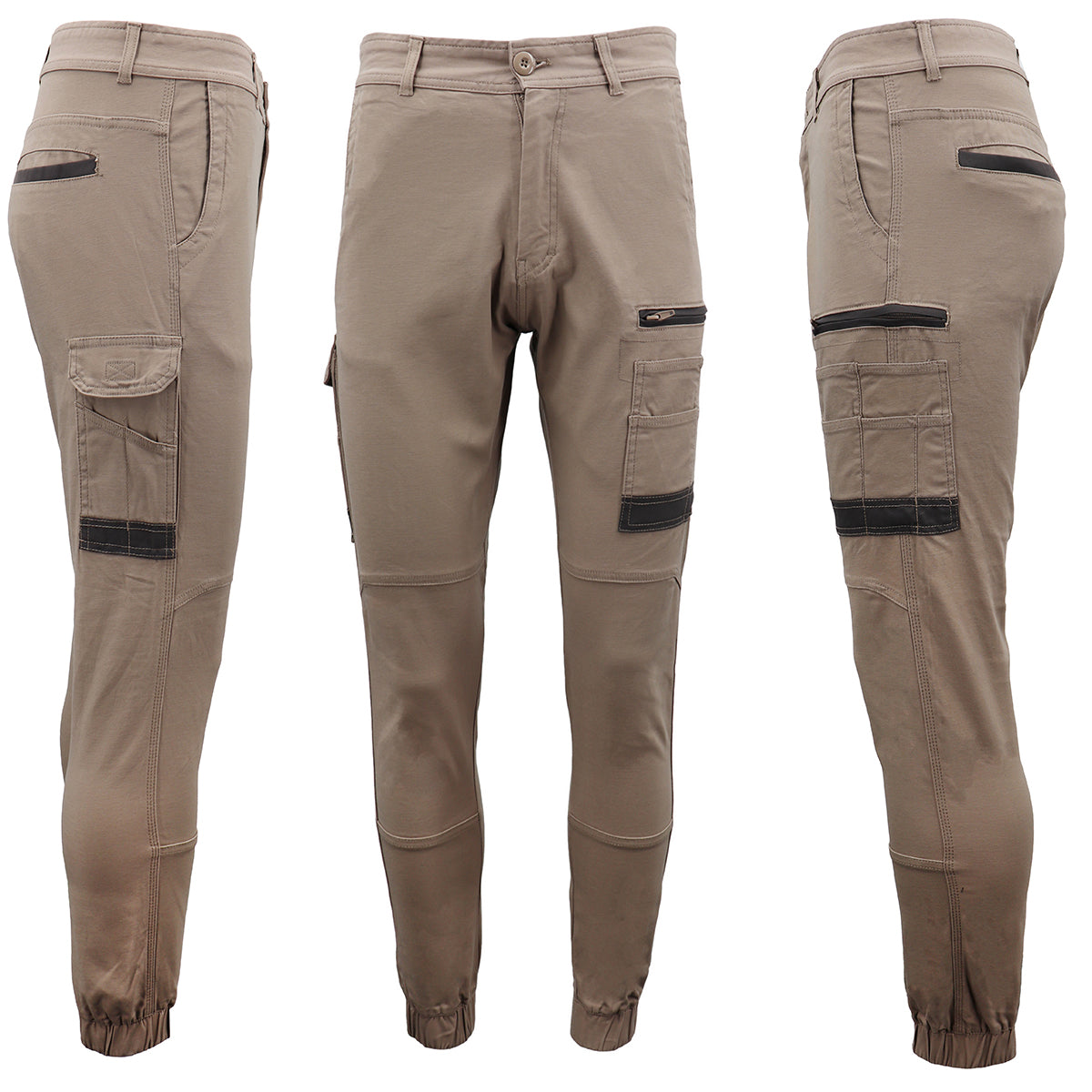 Men's Cargo Cotton Drill Work Pants UPF 50+ 13 Pockets Tradies Workwear Trousers, Black, 40
