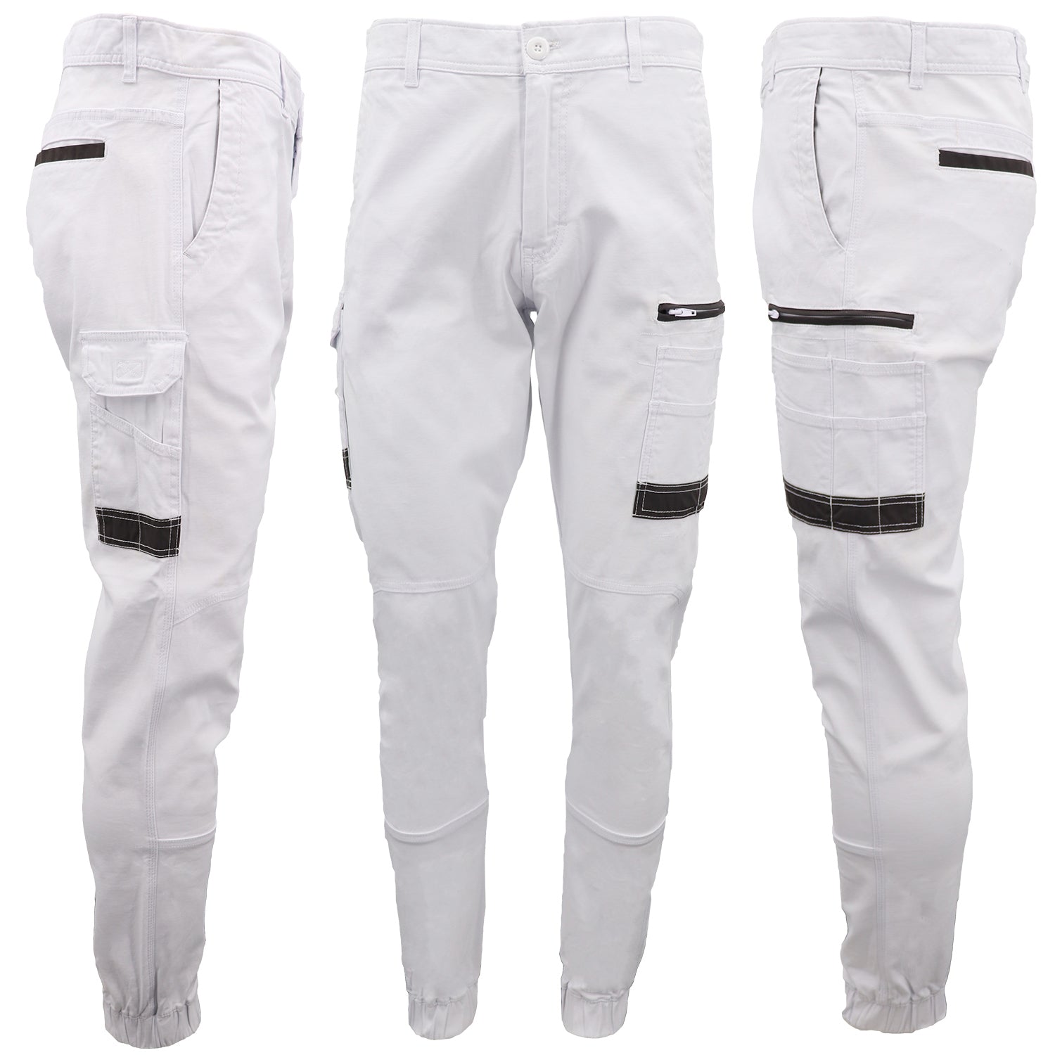 Men's Cargo Cotton Drill Work Pants UPF 50+ 13 Pockets Tradies Workwear Trousers, Khaki, 38 V474-497052
