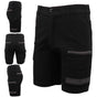 Mens Cargo Cotton Drill Work Shorts UPF 50+ 13 Pockets Tradies Workwear Trousers, Black, 28 V474-497271