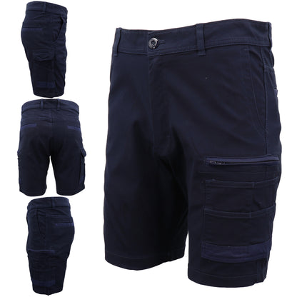 Mens Cargo Cotton Drill Work Shorts UPF 50+ 13 Pockets Tradies Workwear Trousers, Khaki, 30 V474-497286