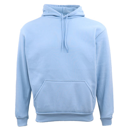 Adult Unisex Men's Basic Plain Hoodie Pullover Sweater Sweatshirt Jumper XS-8XL, Light Blue, XL V474-508520