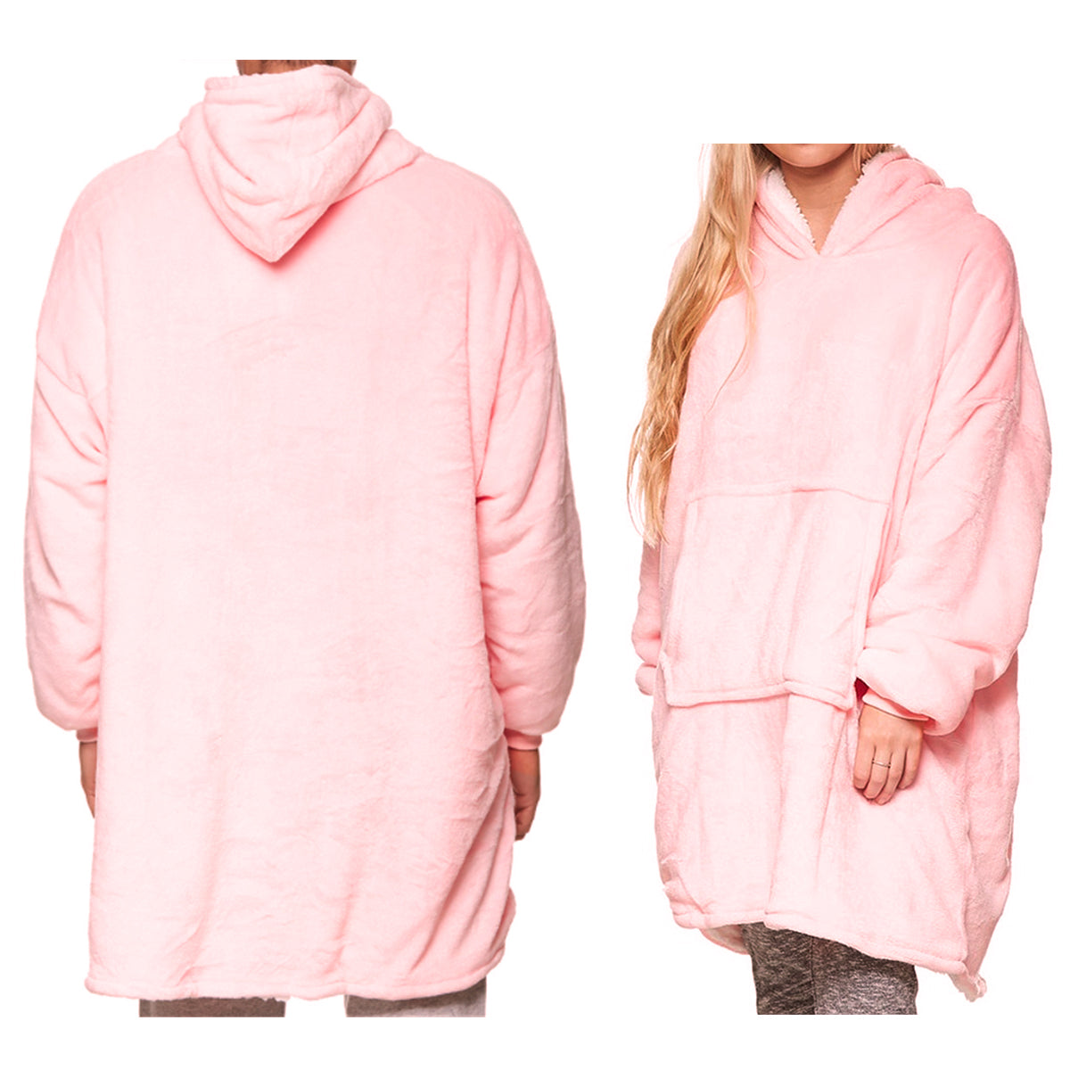 Oversized Soft Pullover Plain Hoodie Warm Fleece Blanket Plush Winter Sweatshirt, Watermelon Red, Adult V474-512347