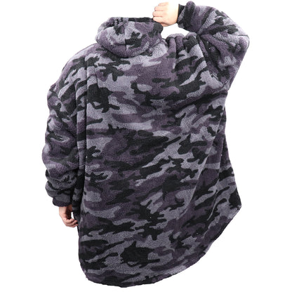 Oversized Soft Pullover Plain Hoodie Warm Fleece Blanket Plush Winter Sweatshirt, Watermelon Red, Adult V474-512347