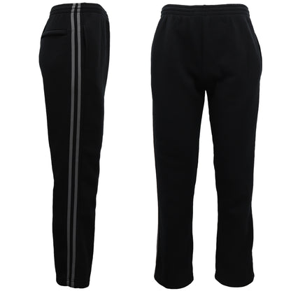 Men's Fleece Casual Sports Track Pants w Zip Pocket Striped Sweat Trousers S-6XL, Black w Grey Stripes, S V474-513676