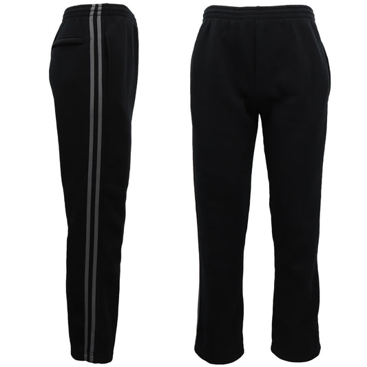 Men's Fleece Casual Sports Track Pants w Zip Pocket Striped Sweat Trousers S-6XL, Black w Grey Stripes, M V474-513677