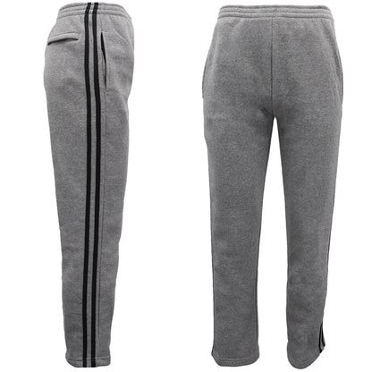 Men's Fleece Casual Sports Track Pants w Zip Pocket Striped Sweat Trousers S-6XL, Grey, S V474-513685