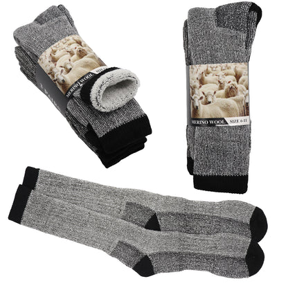 6 Pairs Merino Wool Thick Double Cushion Heavy Duty Socks Tradie Warm Thermal, 6-11 V474-514370