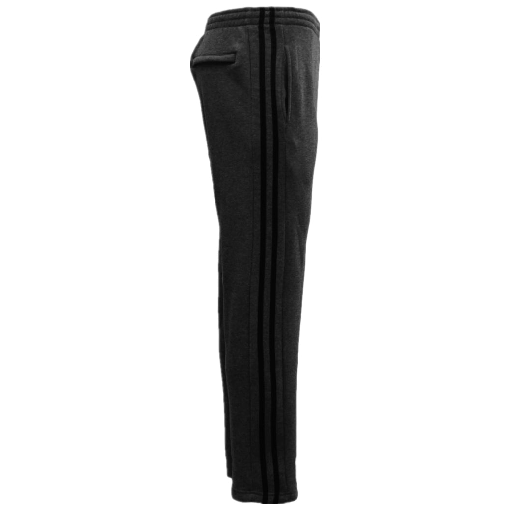 Men's Fleece Casual Sports Track Pants w Zip Pocket Striped Sweat Trousers S-6XL, Charcoal w Black Stripes, V474-514524