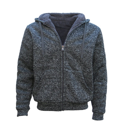 Men's Thick Zip Up Hooded Hoodie w Winter Sherpa Fur Jumper Coat Jacket Sweater, Dark Grey, 6XL V474-522035