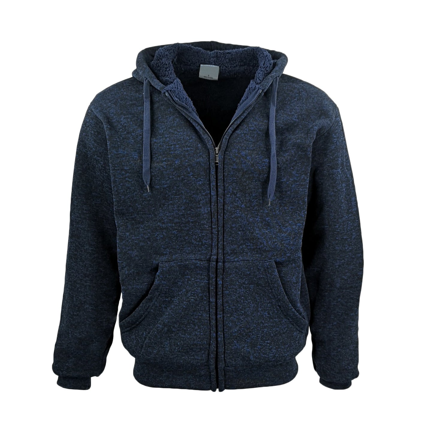 Men's Thick Zip Up Hooded Hoodie w Winter Sherpa Fur Jumper Coat Jacket Sweater, Navy, 4XL V474-522036