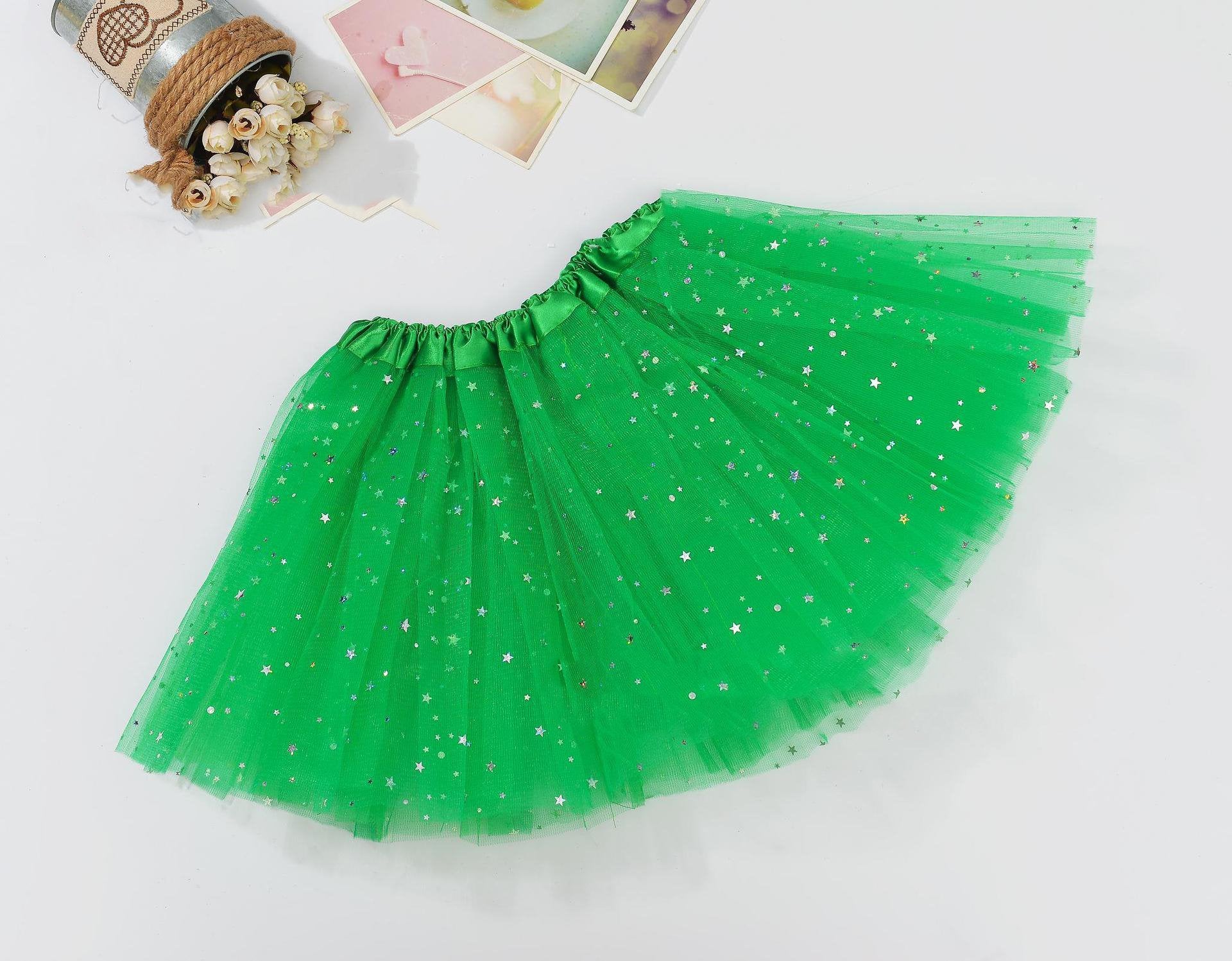 Sequin Tulle Tutu Skirt Ballet Kids Princess Dressup Party Baby Girls Dance Wear, Green, Adults V474-522677