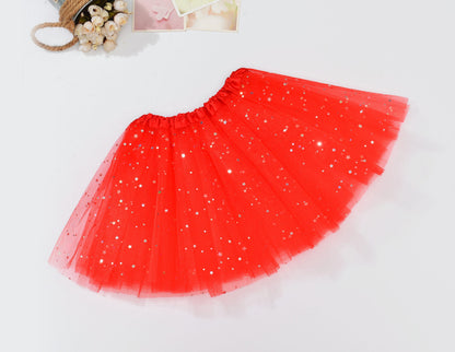 Sequin Tulle Tutu Skirt Ballet Kids Princess Dressup Party Baby Girls Dance Wear, Red, Adults V474-522685