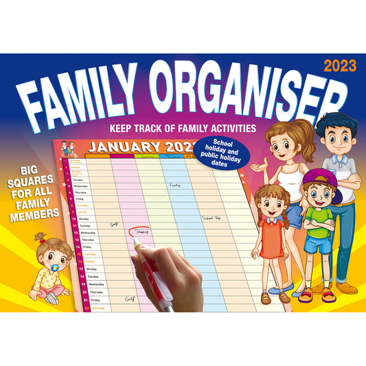 Family Organiser - 2023 Rectangle Wall Calendar 16 Months Planner New Year Gift V474-544963