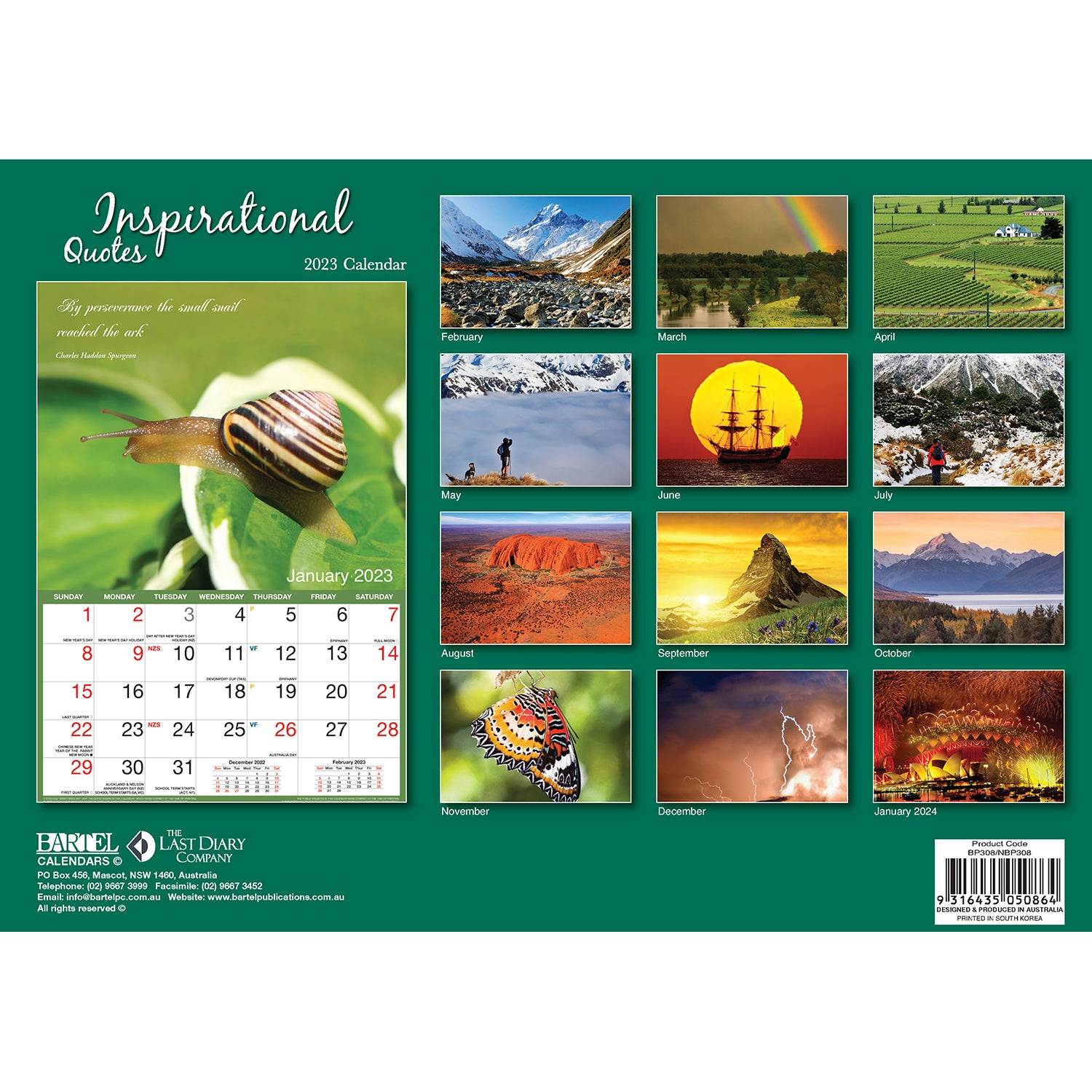 Inspirational - 2023 Rectangle Wall Calendar 16 Months Planner New Year Gift V474-544967