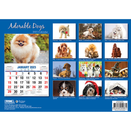 Adorable Dogs - 2023 Rectangle Wall Calendar 16 Months Planner New Year Gift V474-544968