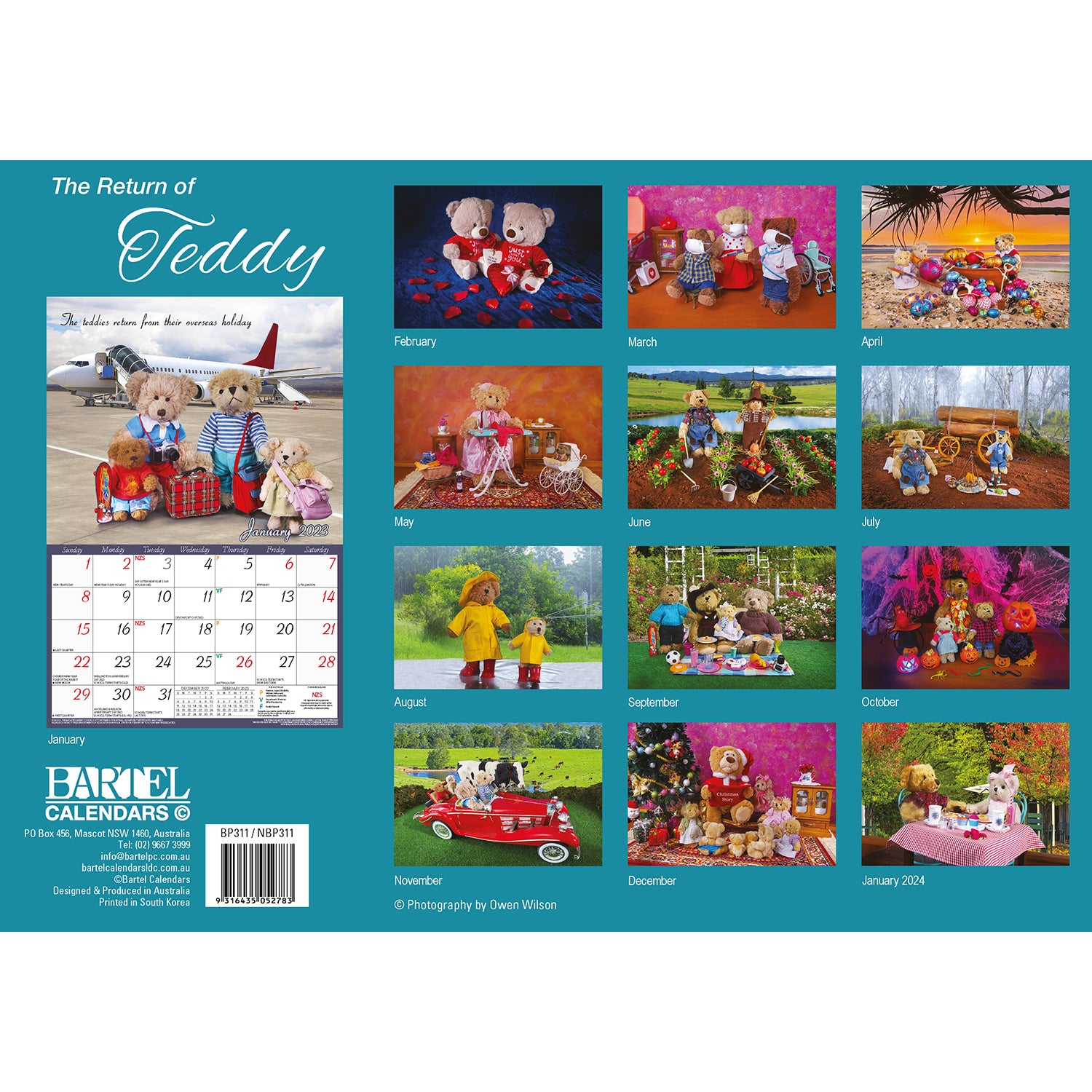 The Return Of Teddy 2023 Rectangle Wall Calendar 16 Months Planner New Year Gift V474-544970