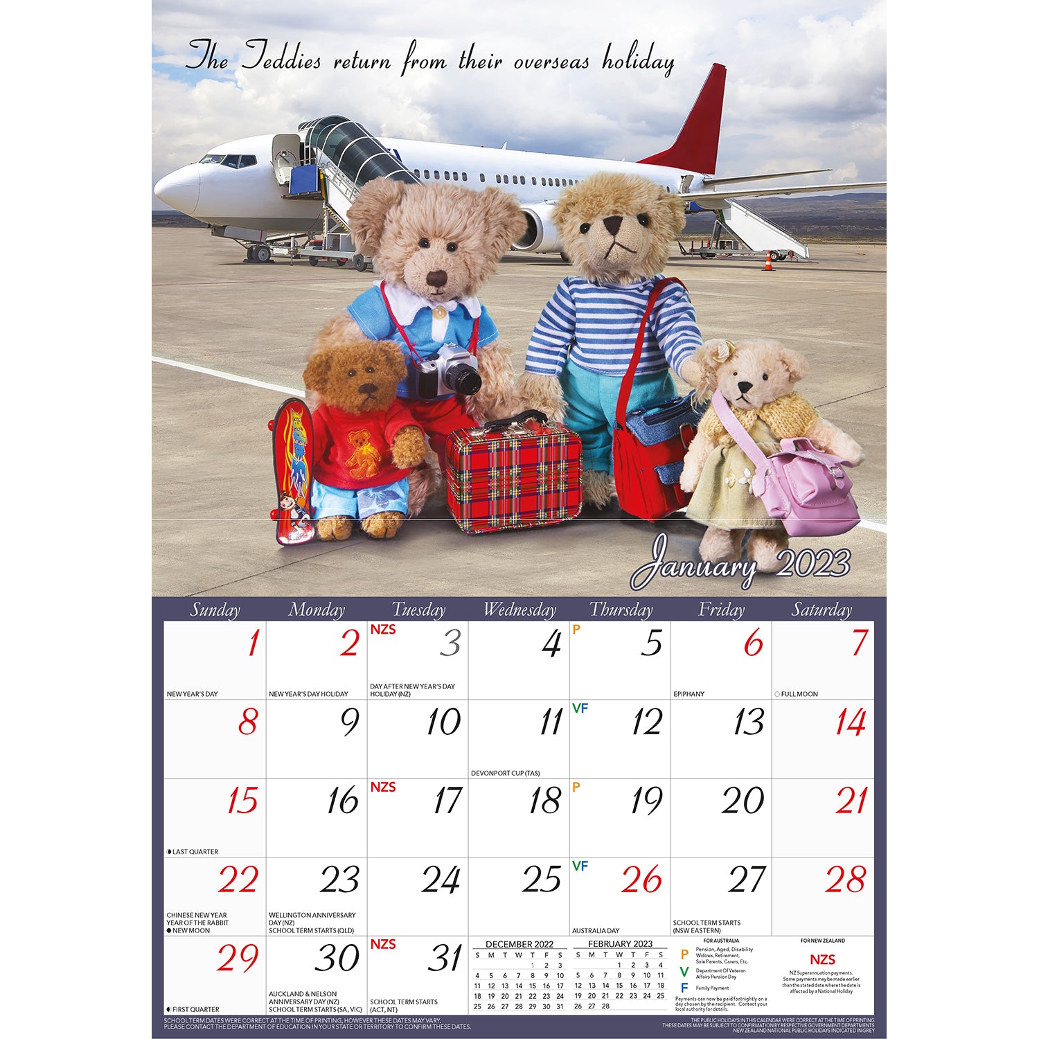 The Return Of Teddy 2023 Rectangle Wall Calendar 16 Months Planner New Year Gift V474-544970