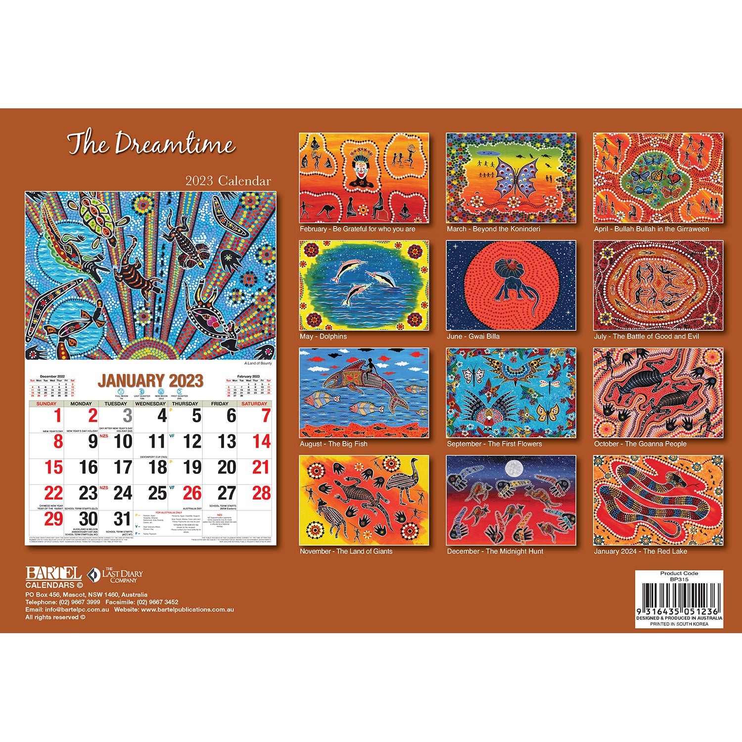 The Dreamtime - 2023 Rectangle Wall Calendar 16 Months Planner New Year Gift V474-544973