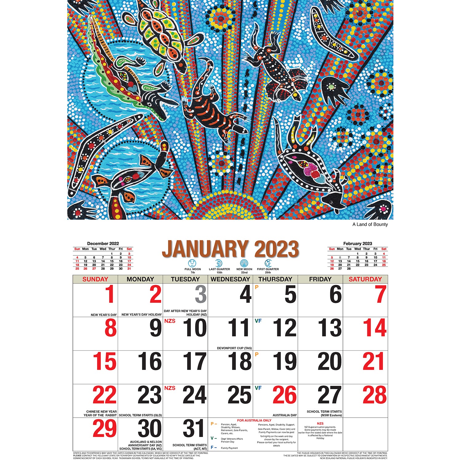 The Dreamtime - 2023 Rectangle Wall Calendar 16 Months Planner New Year Gift V474-544973