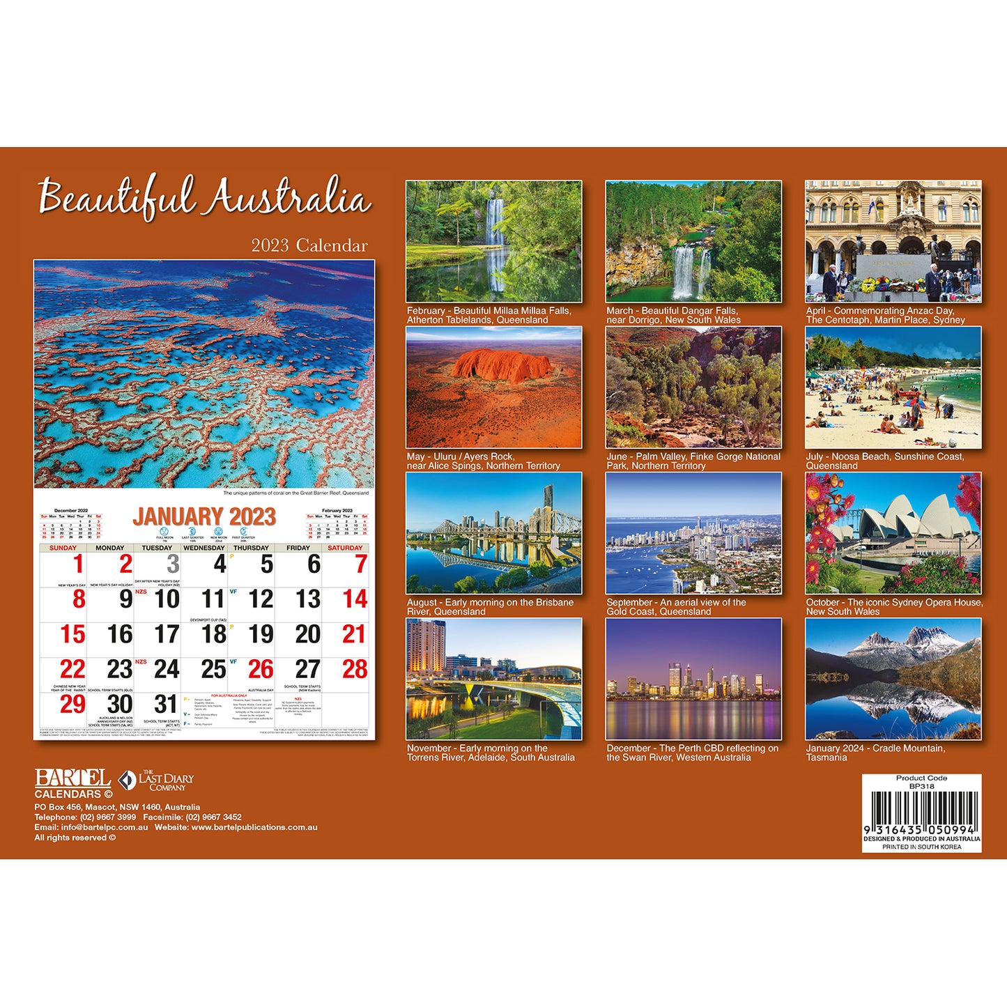 Beautiful Australia 2023 Rectangle Wall Calendar 16 Months Planner New Year Gift V474-544976