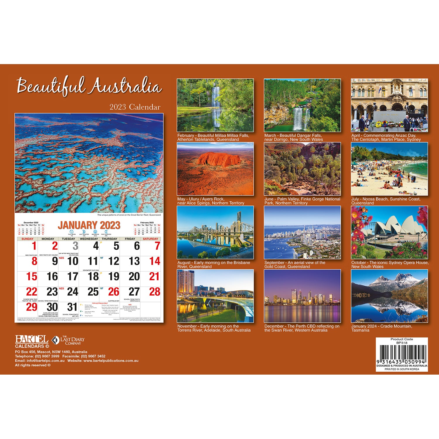 Beautiful Australia 2023 Rectangle Wall Calendar 16 Months Planner New Year Gift V474-544976
