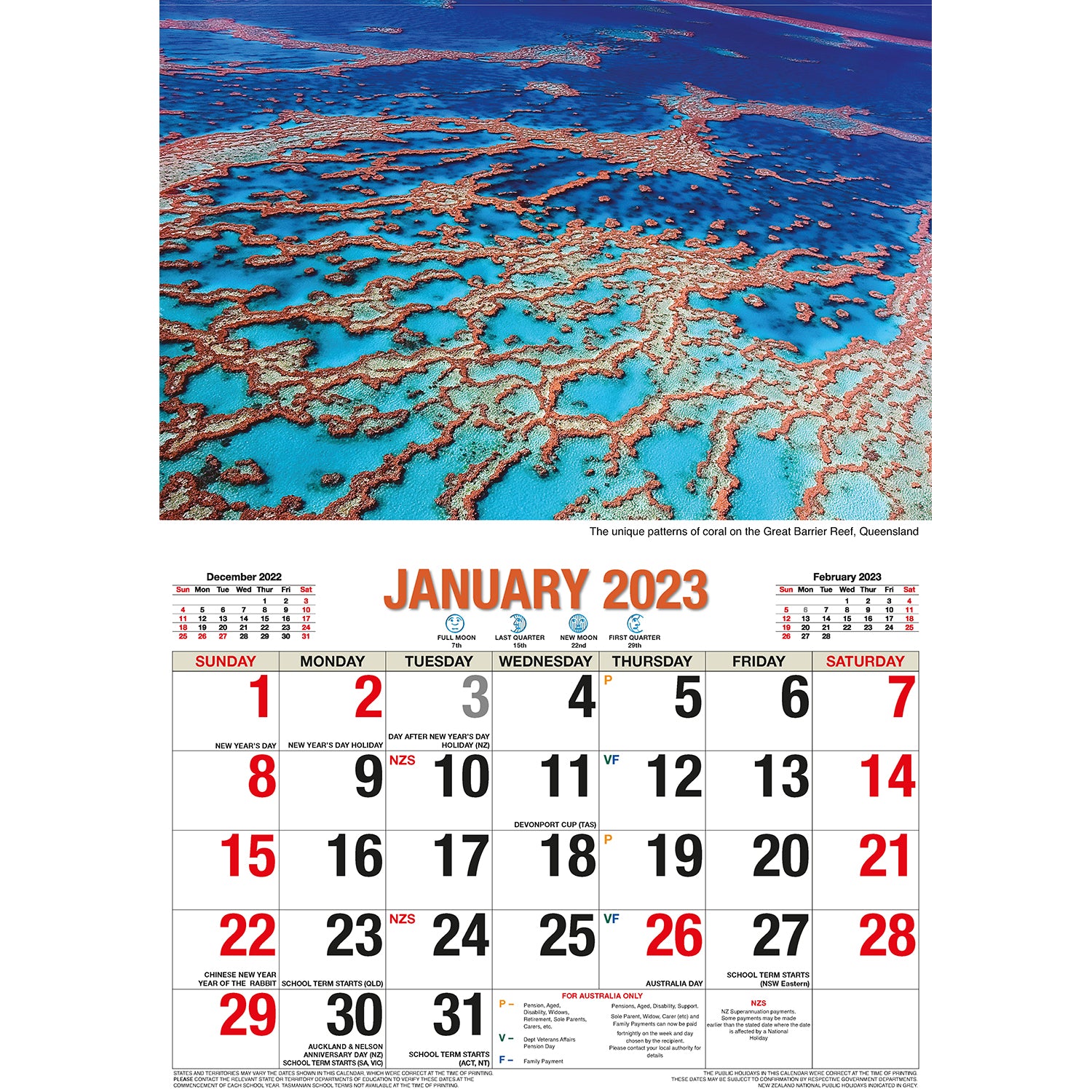 Beautiful Australia 2023 Rectangle Wall Calendar 16 Months Planner New Year Gift V474-544976