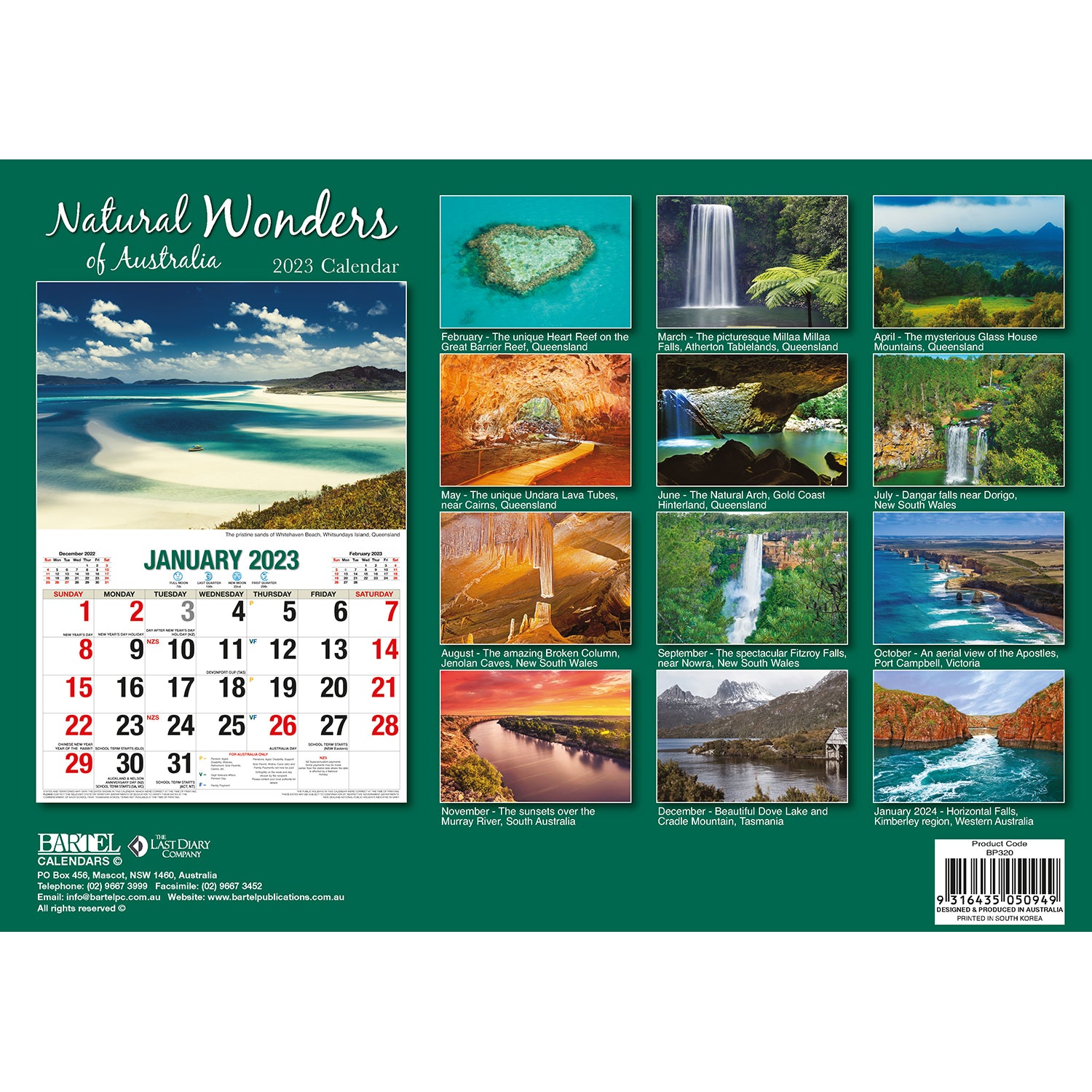 Natural Wonders Of Australia - 2023 Rectangle Wall Calendar 16 Months Planner V474-544978