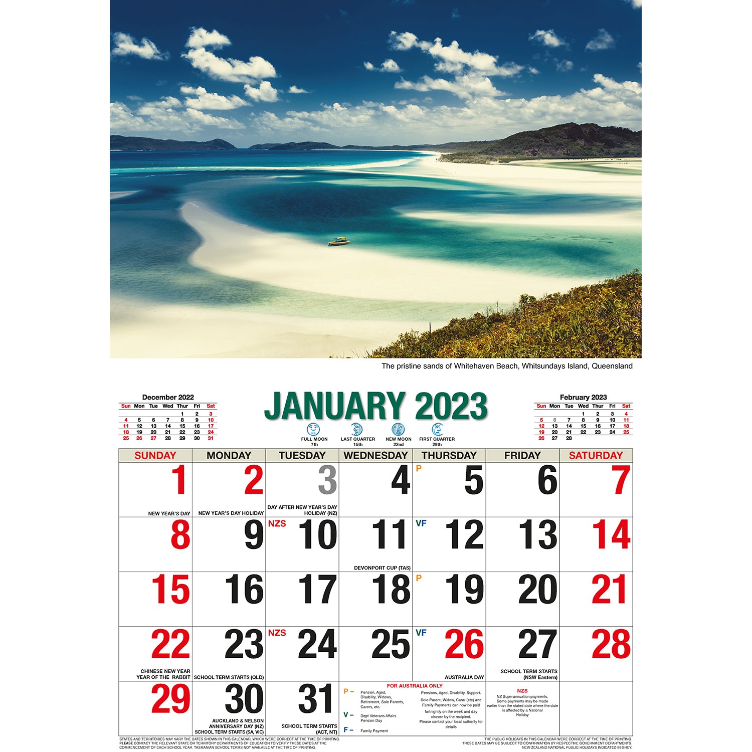 Natural Wonders Of Australia - 2023 Rectangle Wall Calendar 16 Months Planner V474-544978