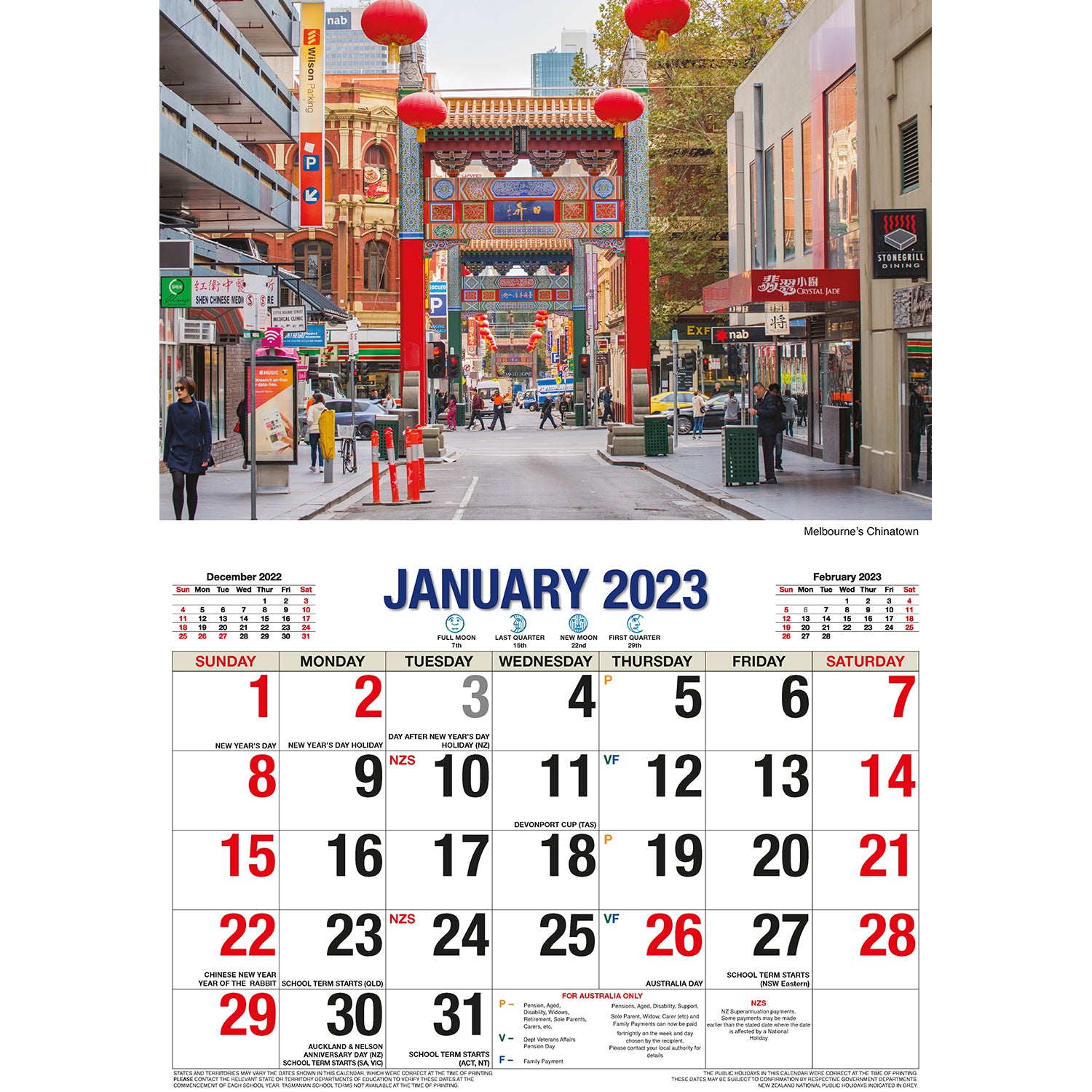 Melbourne & Victoria 2023 Rectangle Wall Calendar 16 Month Planner New Year Gift V474-544981