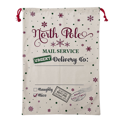 Large Christmas XMAS Hessian Santa Sack Stocking Bag Reindeer Children Gifts Bag, Cream - Snowflakes Delivery V474-546940