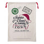 Large Christmas XMAS Hessian Santa Sack Stocking Bag Reindeer Children Gifts Bag, Cream - Santa Coming To Town V474-546942